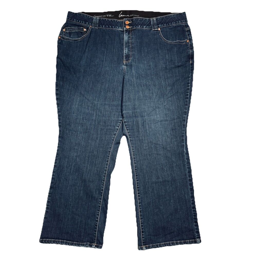 Lane Bryant Straight Jeans Womens Plus Petite 26P Blue High Rise Measure 46x27.5